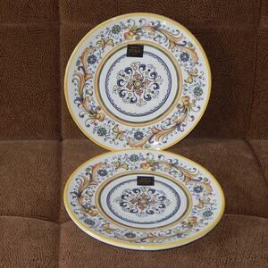 Ceramica Cuore Hand Painted Ceramic Dinner Plate 11” Made in Italy Set of 2 NEW